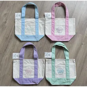 Trader Joe's Pastel Mini Canvas Tote Bag Shopper Handbag tote bag