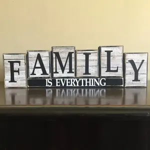Rustic Farmhouse Decor, Family Is Everything Wood Sign, Wooden Letter Sign, Wooden Desktop Decoration, Perfect for Fireplaces & Mantels, Unique Gift Idea