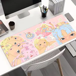 Y2K Kawaii Cartoon Girls Mouse Pad - Non Slip Rubber Large Desk Mat Desk Accessory for Office Gaming Cute Decor, Gift for Her Teen Girl, Cute Desk Accessories