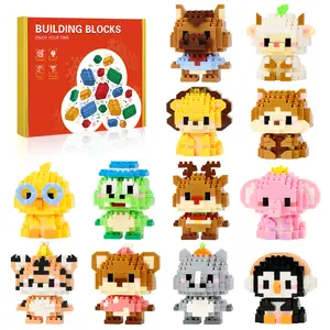12 Pack Animals Building Blocks Valentine's Gifts for Kids Classroom Exchange Toys Educational Playset