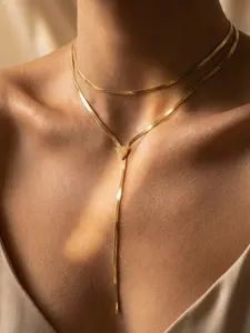 Elegant Snake Bone Chain Necklace for Women, Simple Multi-Layer Tassel Pendant, Stylish Metal Chain Jewelry, Fashion Accessory Necklace
