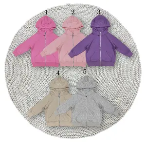 Baby Girls Solid Color Fall Thick Pockets Hooded Zipper Long Sleeve Jackets Cardigan Tops