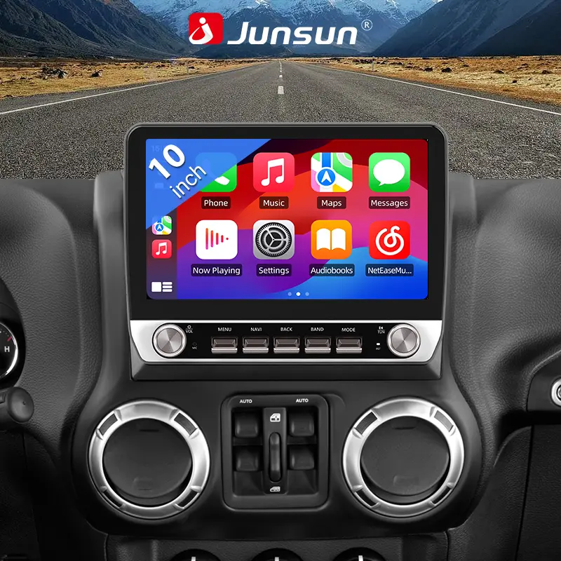Carplay Radio Touchscreen Head Unit with Android 13, Android Auto, In-Car Audio, Media Control, Modern UI, Plug-and-Play for Jeep Wrangler JK 2007-2018, Dodge Ram 1500/2500/3500 2009-2012, Grand Cherokee