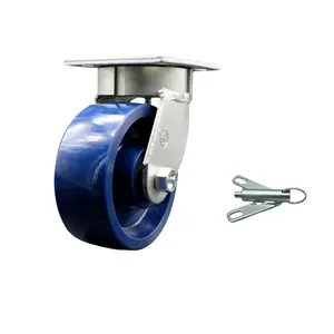 Heavy Duty Kingpinless Swivel Top Plate Caster with Bolt on Swivel Lock and 5 Inch Solid Polyurethane Wheel with Ball Bearings - 1,000 lbs. Capacity/Caster - Service Caster Brand