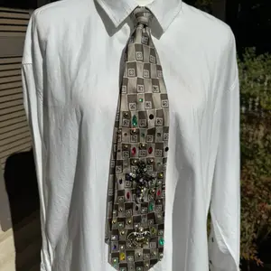 Grey Colorful Cross Church Tie