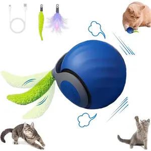 Interactive Cat  Ball,Speedy Tail2.0 Cat ,Automatic Interactive Cat Toys for Indoor Cats with 2 Tails,2Speeds Rechargeable Cat Enrichment Toys for Small/Medium/Large Cats to Keep Them Busy(Blue)
