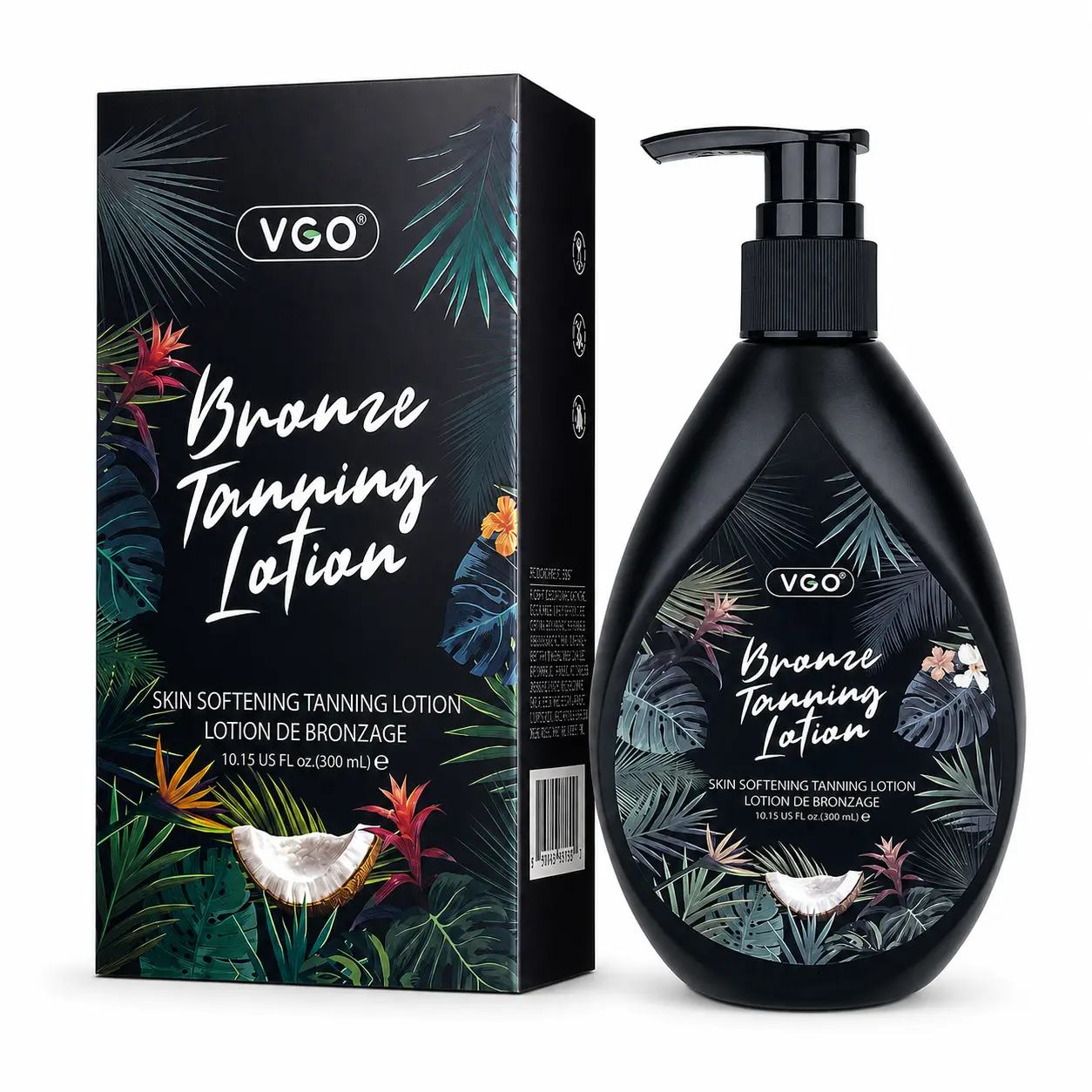 VGO Bronze Tanning Lotion with Coconut Oil | Moisturizing Self Tanner Body Care | Smooth Bronzed-Looking Glow for Adults | Repair Sensitive Cosmetic -A
