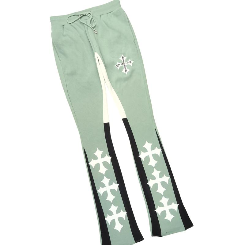 Slaydr Sage/White Hoodie/Stacked Flare Track Set