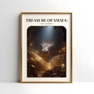 The Hobbit Treasure of Smaug Digital Print Poster, Middle Earth, Tolkien, LOTR Merch, Hobbit Fans, LOTR Decor