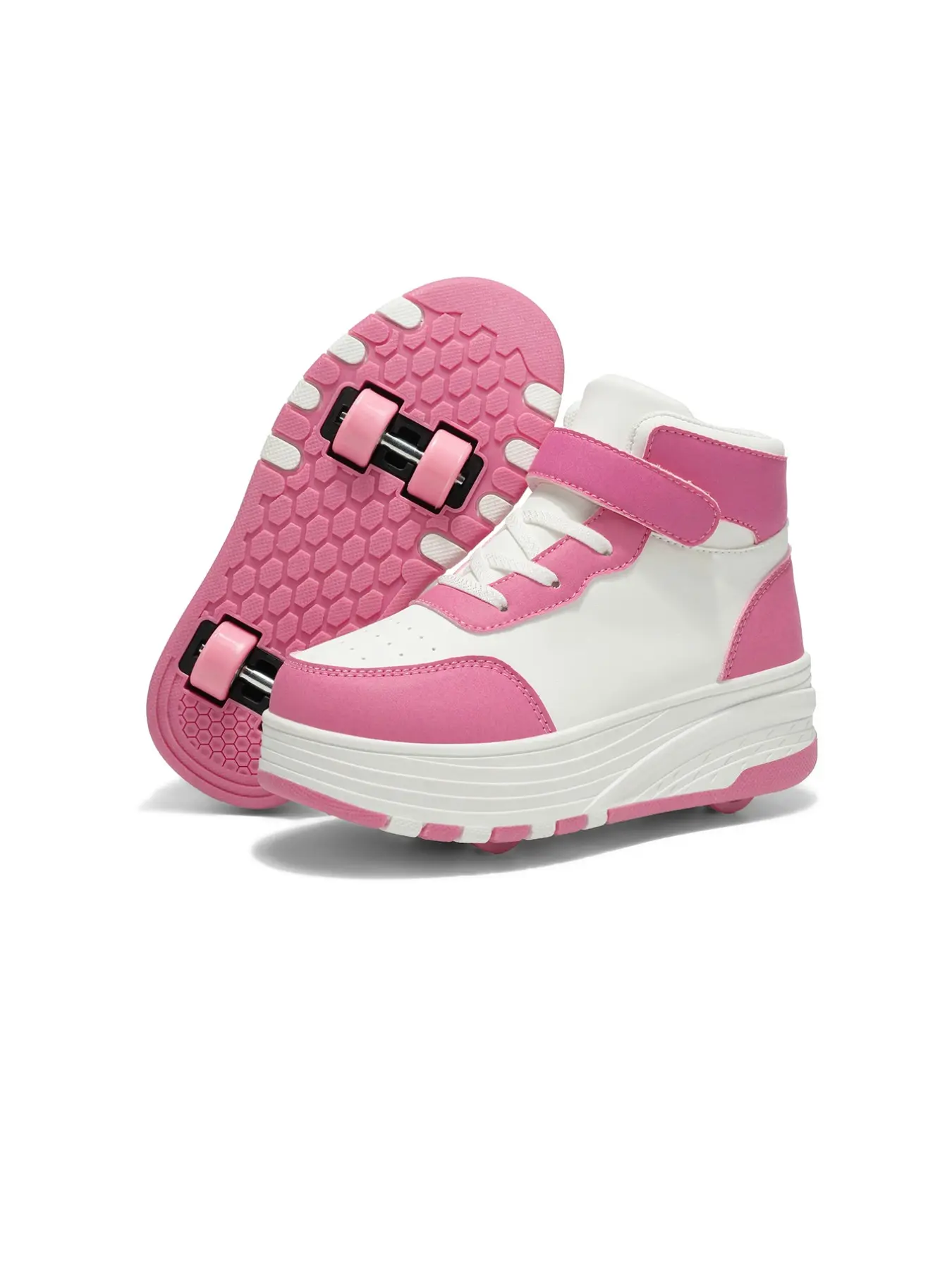 New Fashion Unisex Kids' Casual Sports Skater Shoes with Wheels, Colorblock Design, Multifunctional Roller Skates, Ideal for Skateboarding and Outdoor Activities