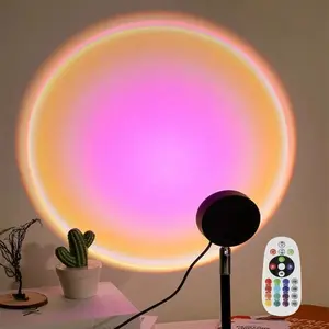 Sunset Projection Lamp RGB 16 Colors Adjustable Environment Light Remote Control USB Powered Table Lamp Home Decor Bedroom Photography Selfie Led Mood Light