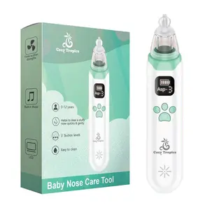 COZY TROPICS Electric Baby Nasal Aspirator, USB Rechargeable Multifunctional Nose Cleaner for Newborns, 3 Adjustable Suction Levels, Soft Silicone Tips, Built-in Music & Light, Easy-to-Clean Baby Nose Sucker