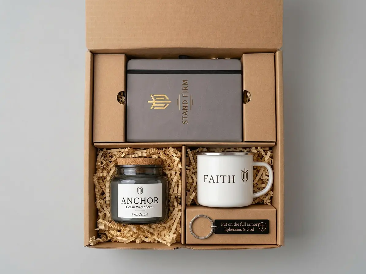 Strength & Renewal Christian Gift Box | Faith-Based Encouragement Gift Set | Journal Mug Candle Keychain | Inspirational Christian Gift
