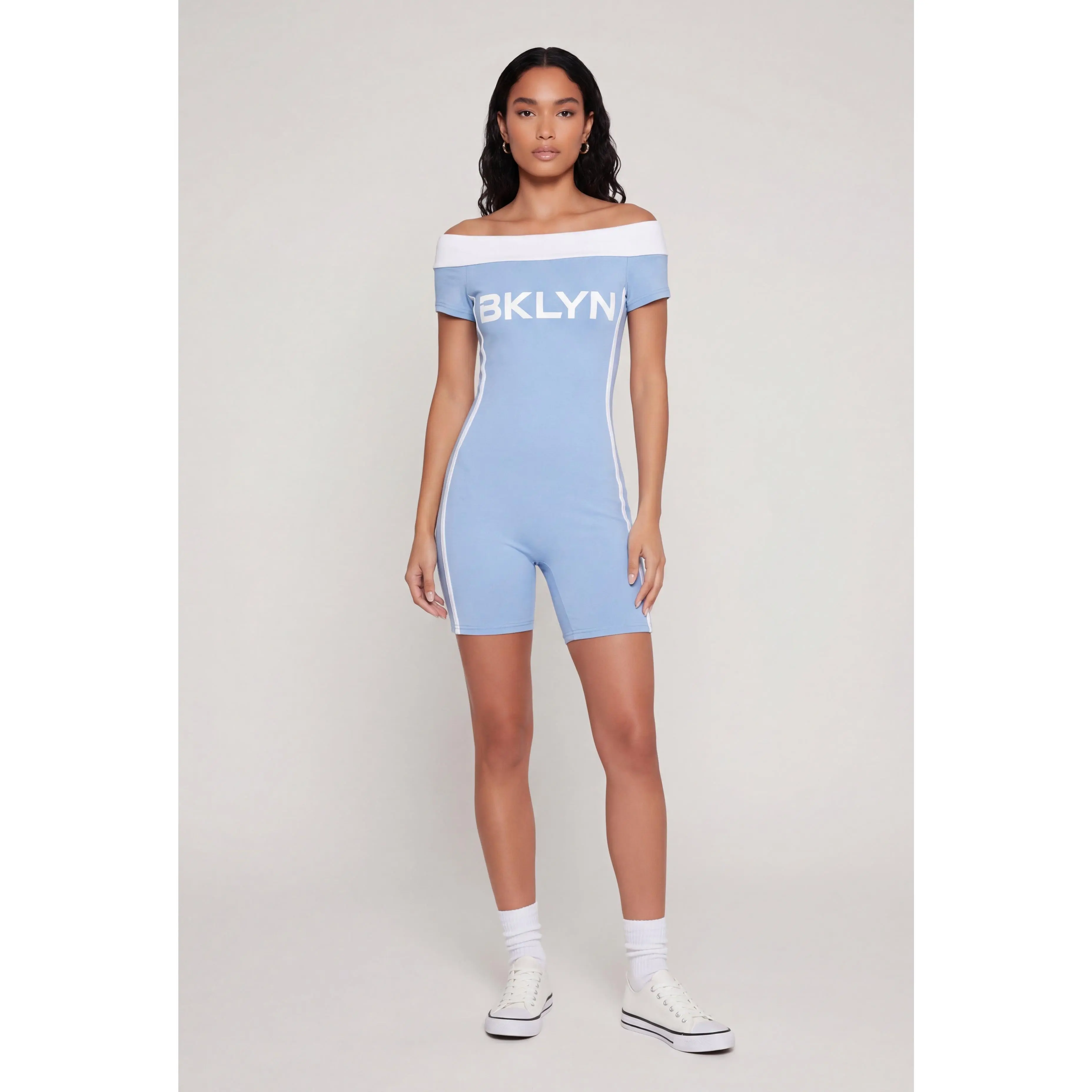 Off The Shoulder BKLYN Graphic Romper