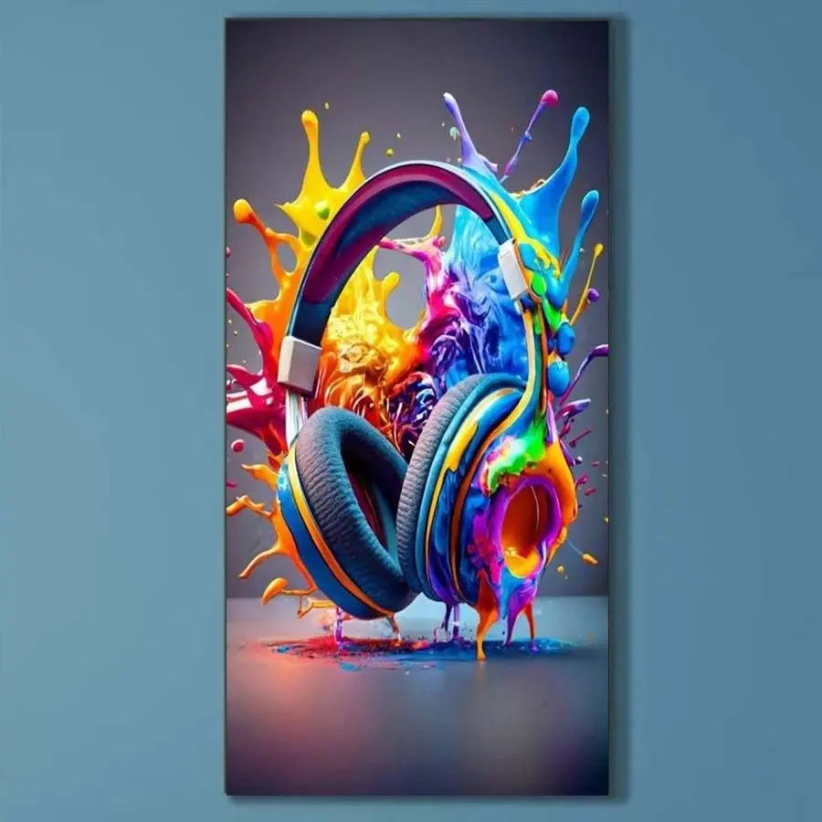 5D DIY Full Drill Round Diamond Painting - Diamond Painting Kit Headphones, Paint Mosaic Canvas DIY Wall Art, Home Wall Decoration