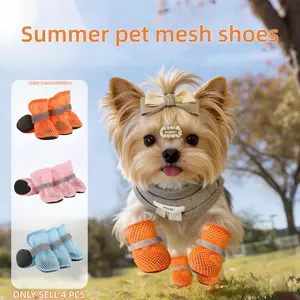 Summer Breathable Mesh Dog Shoes Paw Protector Booties Set of 4, Anti-Slip Insulated Paws, Suitable for Small Dogs and Cats, Comfortable Walking Gear