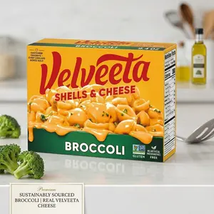 Broccoli Shell Pasta and Cheese Sauce Meal Creamy Cheesy Pasta Dinner Ready to Cook Boxed Side Dish 9.4oz Box