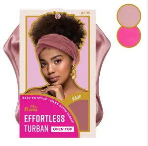 Ms. Remi Effortless Cotton Turban Scarf Wrap, Open Top, Rose-Pink Assorted