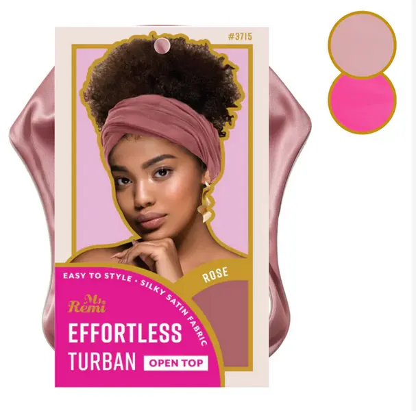 Ms. Remi Effortless Algodón Cotton Turban Scarf Wrap - Open Top, Rose-Pink Assorted, 1-Size-Fits-All, Versatile, Fashionable Algodón Head Scarves (Scarf Wrap Included)