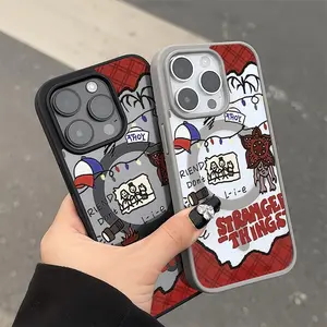 JIACC Stranger Things Pattern Magsafe Shockproof Phone Case for iPhone 17 Pro Max 16 15 14 13 12 11 Pro Plus XSMax XR & Samsung S25-S22,Transparent Acrylic Wireless Charging Fingerprint-Resistant