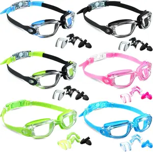 6 Pack Swim Goggles Anti Fog Swimming Goggles Soft  Frame No Leaking Pool Goggles Anti UV Swimming Glasses with 6 Nose Clips 6 Earplugs for Adult Women Men Youth  over 8 , 6 Colors