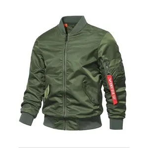 Men's Regular Fit Solid Zip Up Bomber Jacket, Casual Baseball Collar Long Sleeve Outerwear for All Seasons, Fashion Men's Clothes for Daily Wear