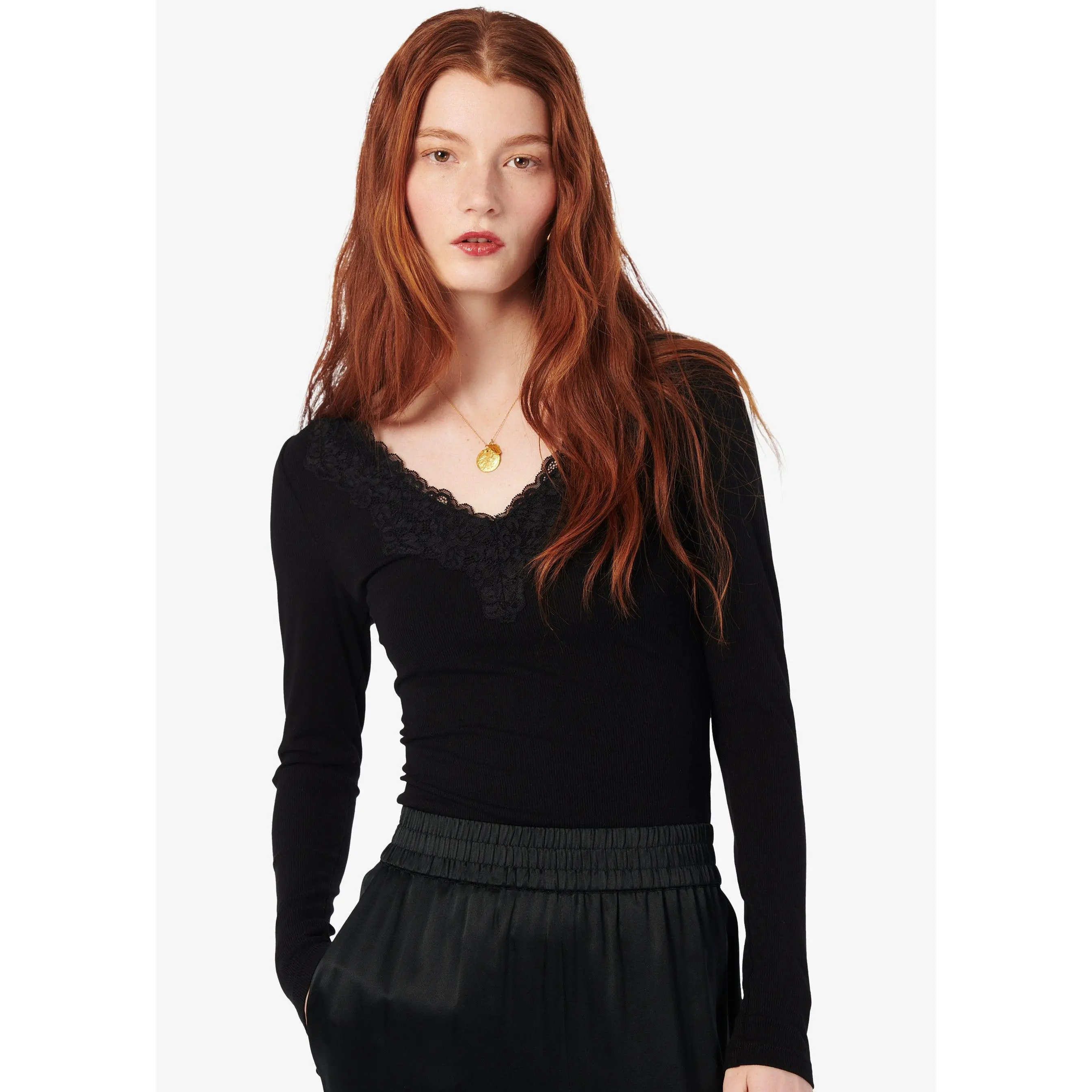 Rooney Rib Knit Top Black