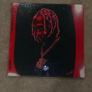Lil Durk Just Cause Yall Waited II Painting - Red and Black Design with Gold Chain and Braids