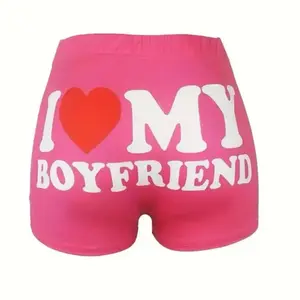 Women Shorts Sleep Bottoms Pajamas Boxers Pink S M L Love Letter Printing Painted Design Soft Casual Fitness Sleep Breathable