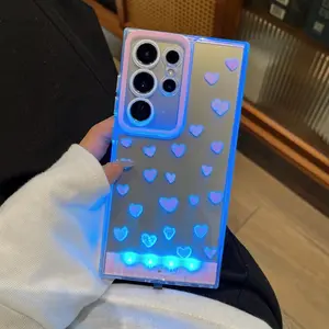 Sound-Controlled LED Heart Protective Phone Case Cover, Unique Call Light Design, For Samsung Galaxy S24/s25/s24u/s25u/a35/a36/a55/a56