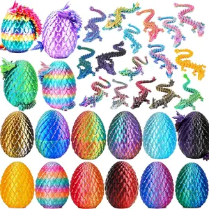 16 Pack 3D Printed Dragon Eggs with Articulated Dragon Inside, Mystery Crystal Dragon Egg Toys for Kids & Adults, Dragon Fidget Toy Bulk, Christmas Stocking Stuffers, Easter Basket Fillers