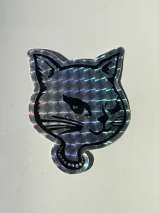 Retro Vintage 90s Winking Cat Holographic Vinyl Sticker