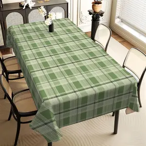 JIT 1pc 2D flat green checkered rectangular tablecloth, for kitchen, living room, and dining table, kitchen accessory, party, room & outdoor decorative tablecloth, a tablecloth gift for friends