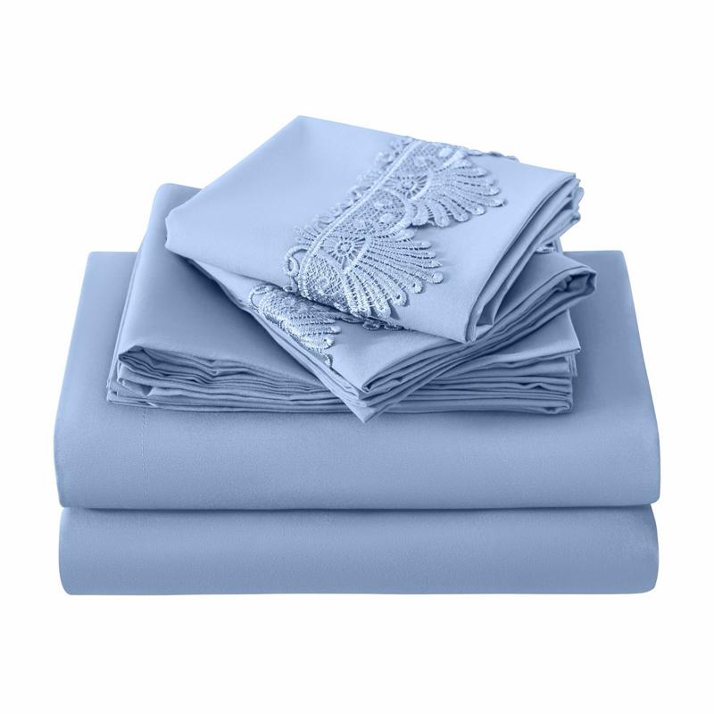 Luxurious Orange Bed Sheet Set with Elegant Lace Detailing for a Comfortable Sleep Experience. King size