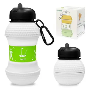 Collapsible Water Bottle for Golfers & Kids, BPA-Free Leak-Proof Golf Silicone Water Bottle with Carabiner Clip for Outdoor, Foldable & Portable Sports Water Bottle,Leakproof Water Bottle,Reusable Water Bottles