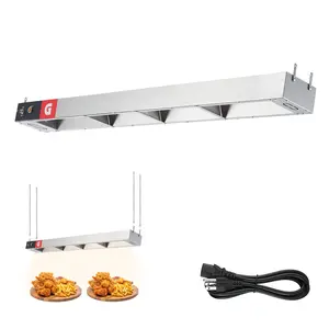 【GARVEE】48" Electric Strip Heater, Food Heat Lamp Overhead Food Warmer, Commercial Grade Infrared Food Warmer with Plug and Chains, Hanging Overhead Stainless Steel for Food Restaurant Buffet Catering Kitchen