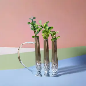 Silver Flower Bud Vase- Triple, Vintage Silverware Metal Art Sculpture, Made in USA