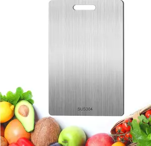 【Black Friday】Stainless Steel Double Sided Chopping Board, 1 Count NonSlip Cutting Board, Kitchen Chopping Board for Meat & Vegetable cutting board Kitchenware Modern