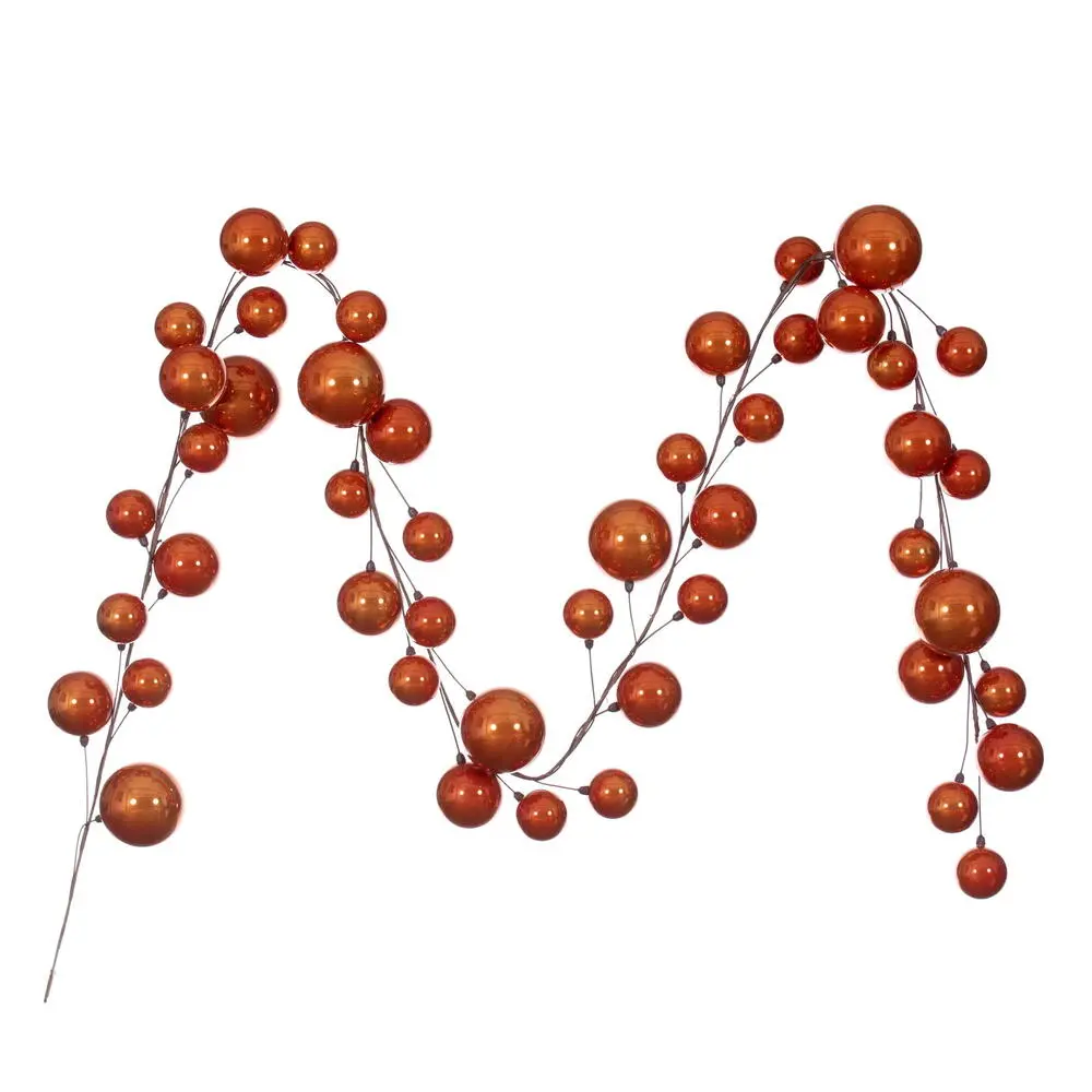 212 MAIN Polystyrene Ball Garland, 10 ft. Burnished Orange Pearl Branch Wire Ornaments with Hook, Easy Hanging Indoor Festive Party Home Decor Supplies, Home Supplies