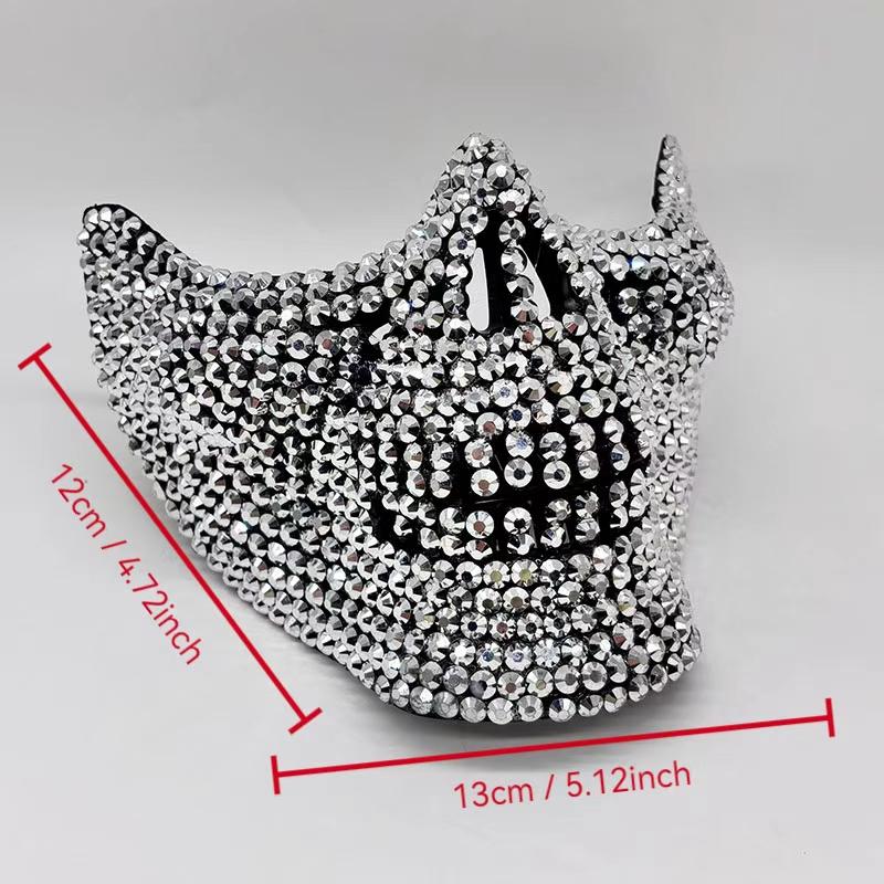 Scary Skeleton Jaw Diamond Mask for Men and Women – DIY Rhinestone-Embellished Ghost Rider-Themed Party Mask for Masquerade Balls and Carnival Parades