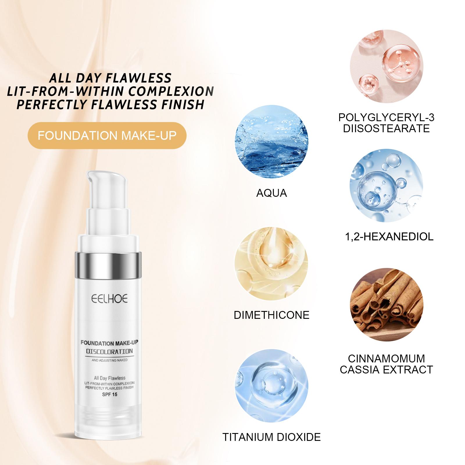 Color Changing Foundation, Self Adjusting Skin Tone Matching Liquid Makeup with Natural Flawless Finish
