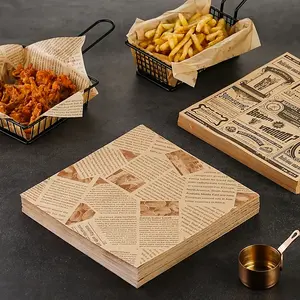 [Vintage Wax Paper] 500 Pack High Quality Vintage Newspaper Printing Wax Paper |   Greaseproof Paper for Sandwich, Fast Food Basket Liners, Bakeries, Picnics, Spring Trips, and BBQ