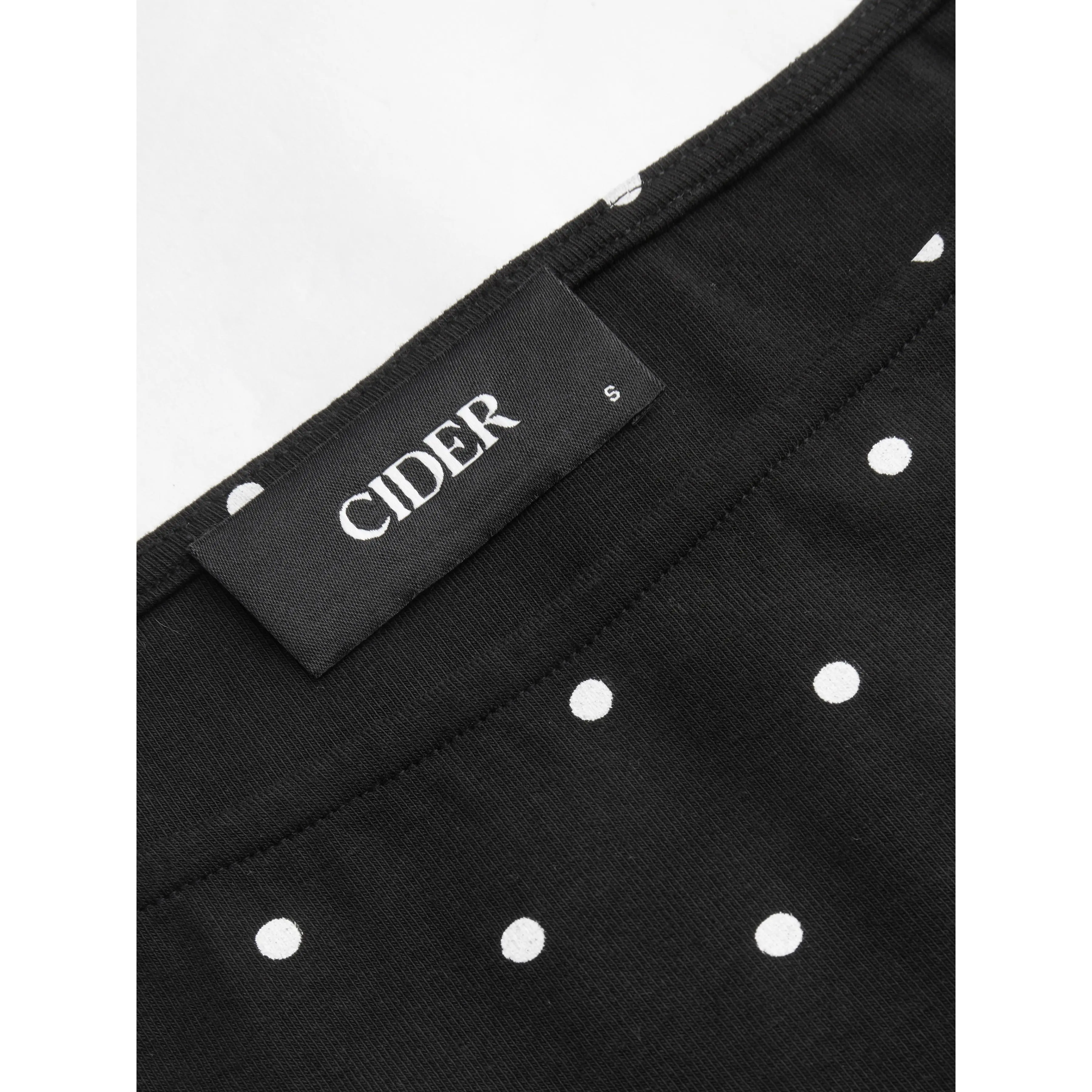 Cider Cotton-blend Boat Neck Knotted Polka Dot Ruched Tank Top