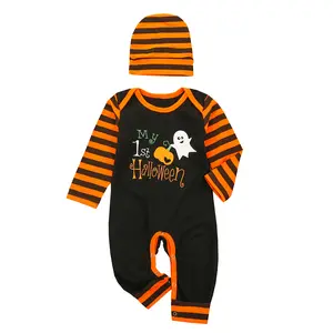 Ma&Baby Newborn Baby Boy My First Halloween Clothes Long Sleeve Hoodie Pumpkin Romper  Jumpsuit Outfit