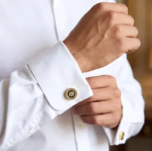 Luxury Round Rhinestone Cufflinks (2-Piece Set) | Premium Brass Men's Formal Accessory tiktokshopspringglowup