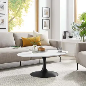 Modway Lippa 42" Oval Coffee Table in Black White