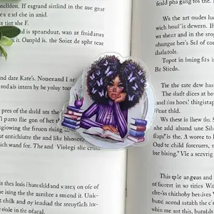 Butterfly Purple Melanin Girl With Book Phone Grip,  Black Beauty Girl Read Books Accessory,  Magnetic Phone Grip for Kindle & Books