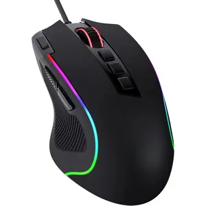 Predator RGB Gaming Mouse, 8000 DPI Wired Optical Gamer Mouse with 11 Programmable Buttons & 5 Backlit Modes, Software Supports DIY Keybinds Rapid Fire Button