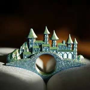 4pcs 3D Printed Bookmarks, Fun New Christmas Gift, Page Marker Decorations, Castle Train Bat Book Cards, Reading Accessories