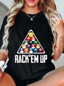 100% Cotton Funny Pool Player - Billiard 8-Ball Rack'em Up T-Shirt
